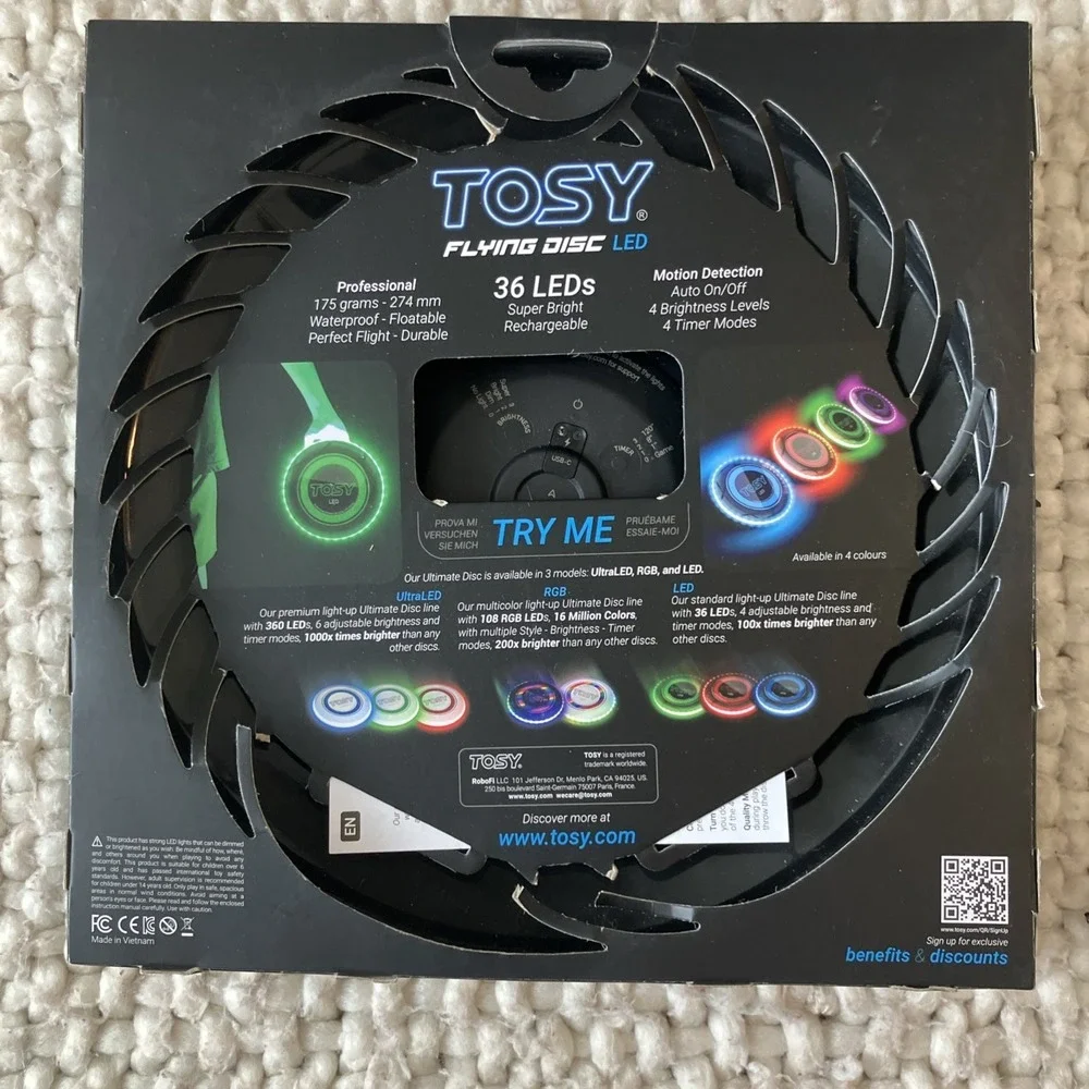 New TOSY Ultimate‎ Flying Disc LED Frisbee NIB